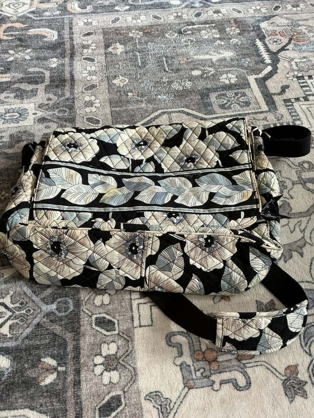 Vera Bradley Quilted Messenger Crossbody Bag in Camellia Floral